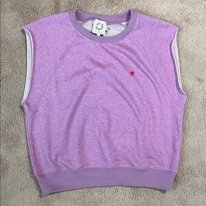 Lavender Muscle Tee with Heart Embroidery